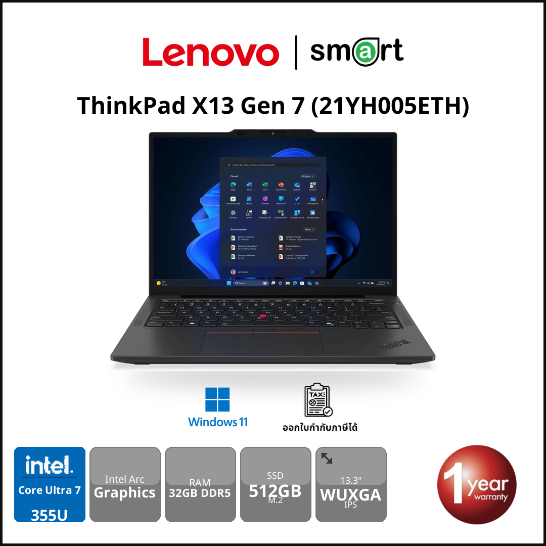 Lenovo ThinkPad X13 Gen 7 Core Ultra 7 355/32GB/512GB/13.3"/Win11P (Black)
