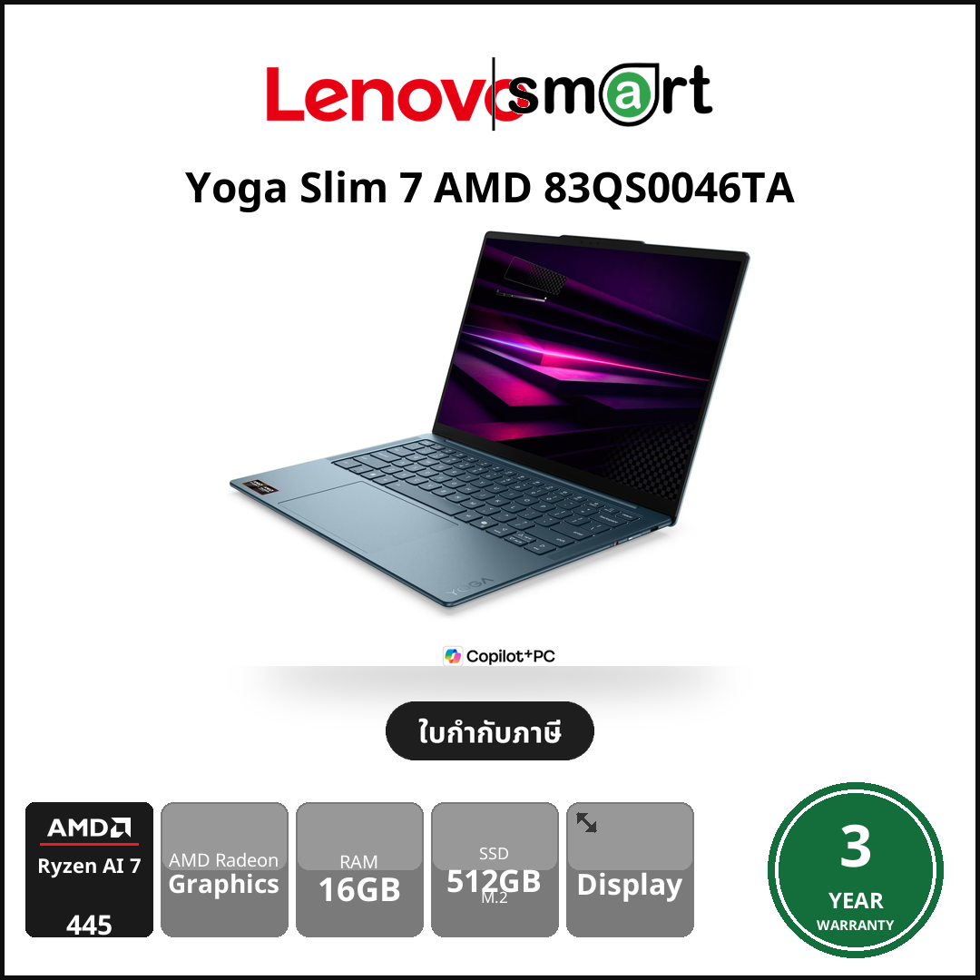 Lenovo Yoga Slim 7 AMD 83QS0046TA Ryzen AI 7 445/16GB/512GB/Win11/3Y