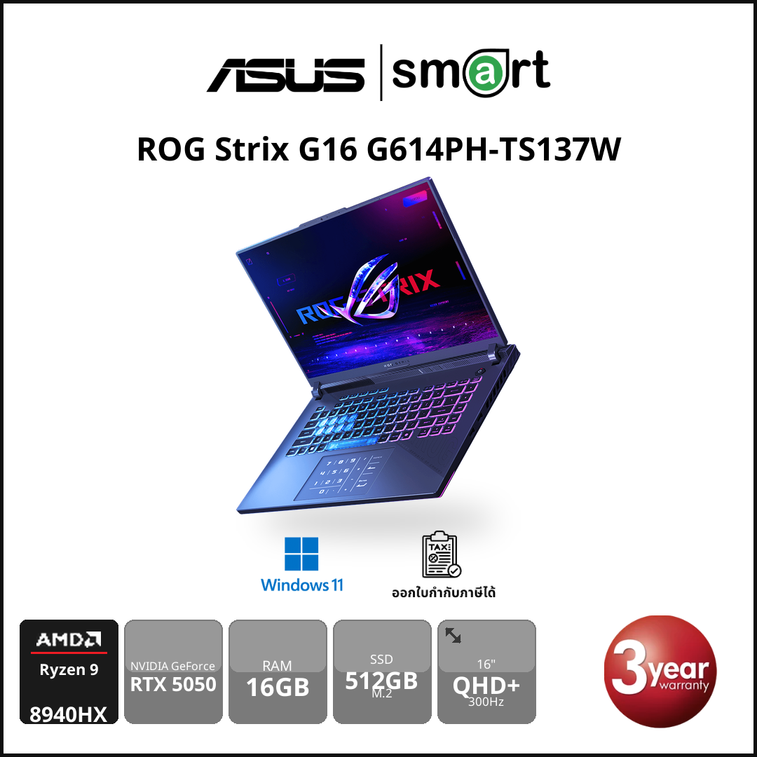 ASUS ROG Strix G16 G614PH-TS137W Ryzen 9 8940HX/16GB/512GB/16"/Win11