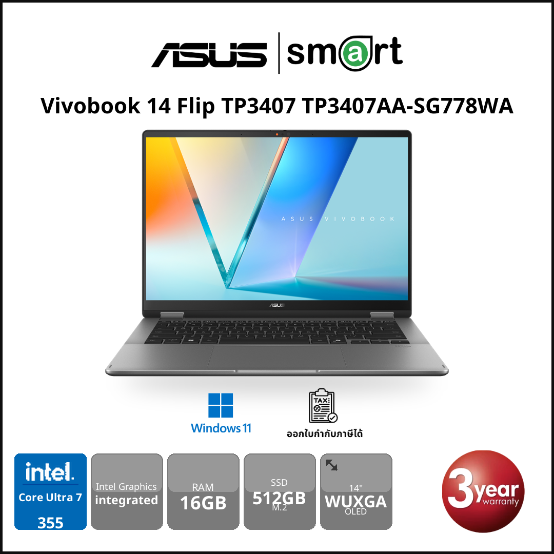ASUS Vivobook 14 Flip TP3407 TP3407AA-SG778WA Core Ultra 7 355/16GB/512GB/14"/Win11